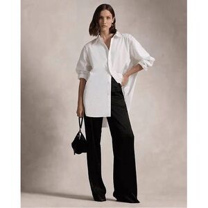 Polo Ralph Lauren‎ Satin Wide-Leg Trouser Pants Black 00